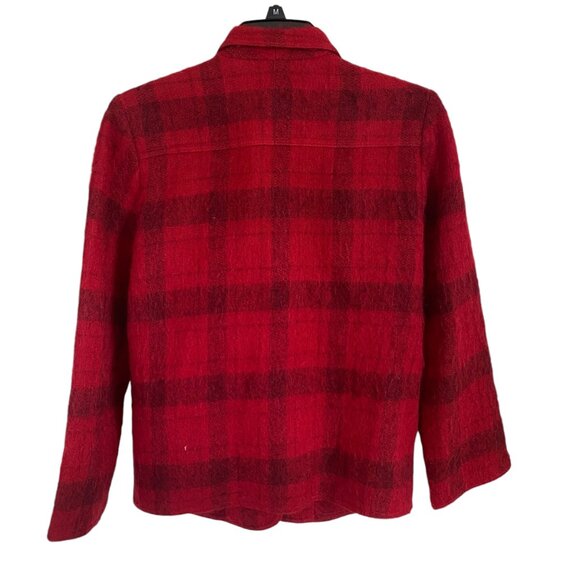 Liz Claiborne women's red with faded black checkered long open front blazer sz 6 - Picture 9 of 11
